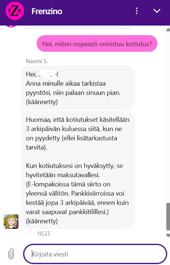 Frenzino asiakaspalvelu