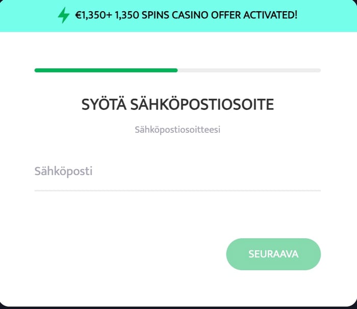 Smasha Casinon rekisteröityminen viimeistellään syöttämällä sähköposti.