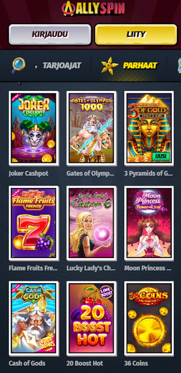 AllySpin Casino tarjoaa erittäin hyvin mobiilissa toimivan selainversion ja sovelluksen, jonka voi ladata omalle laitteelle.