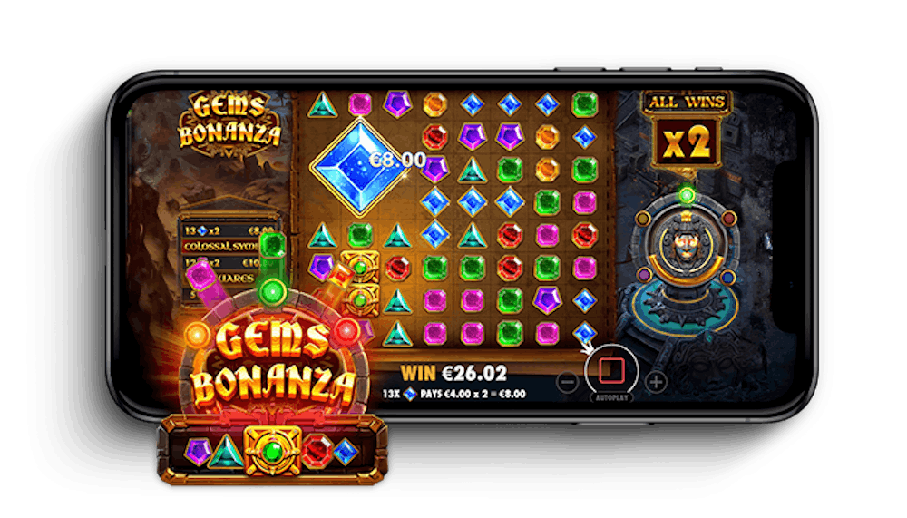 Gems Bonanza puhelimen näytöllä