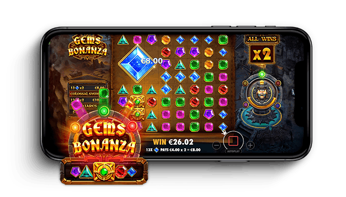 Gems Bonanza puhelimen näytöllä