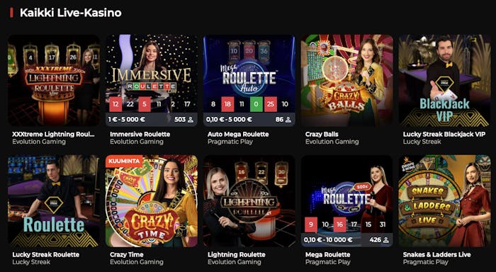 Pelaa Blackjack VIP tai Crazy Time -pelejä God of Casinolla
