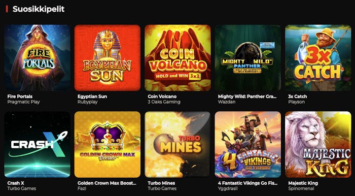 God of Casino sisältää suositut pelit kuten Coin Volcano