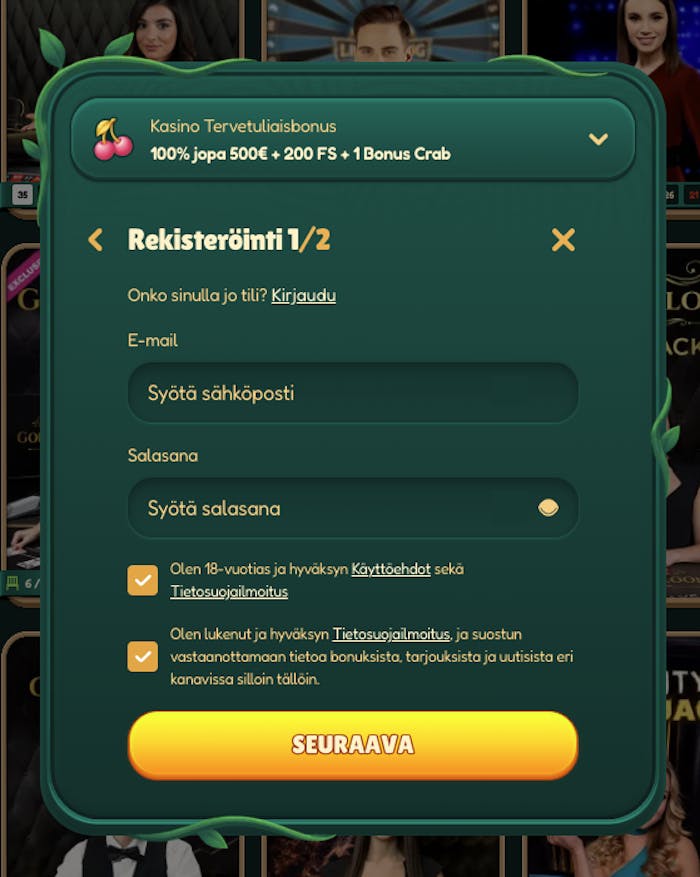 Nappaaa bonus mukaan rekisterityessäsi Go Kong Casinolle