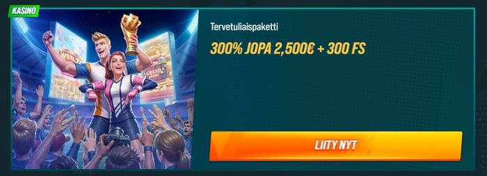 Golisimon tervetuliaisbonustarjous sivustolla: jopa 300 % 2500 euroon. 