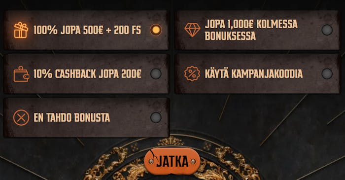 Gransino tarjoaa jopa kolme erilaista tervetulotarjousta.