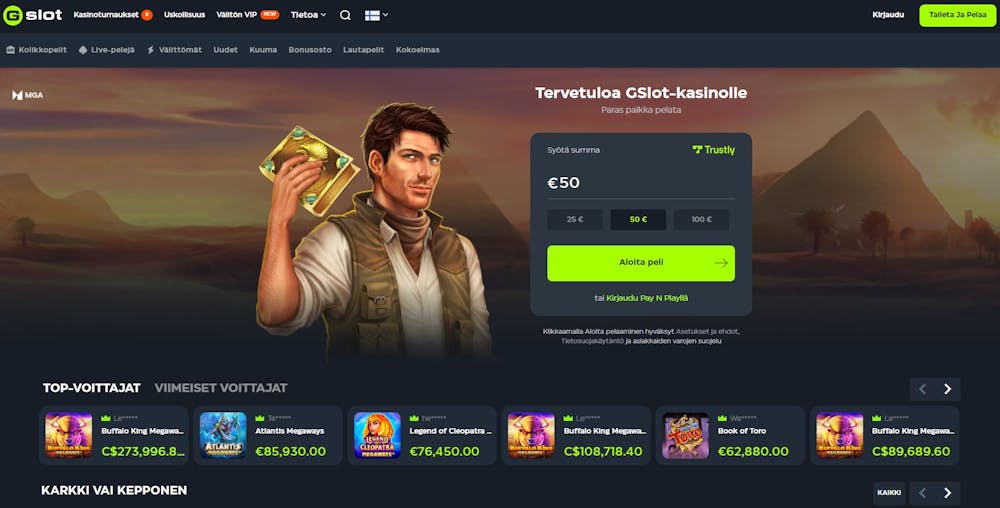 Gslot casino kotisivu