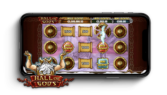 Hall of Gods jackpot-peli mobiilissa