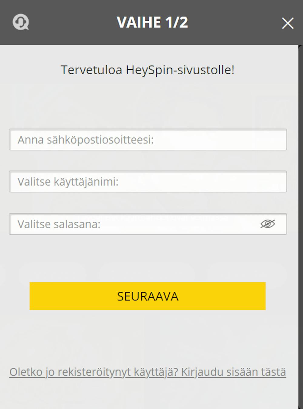 heyspinin login