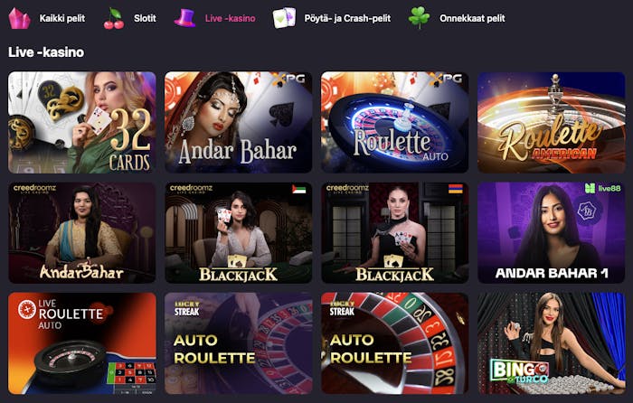 Hotlootin live kasinosta löytyy monia rulettipelejä