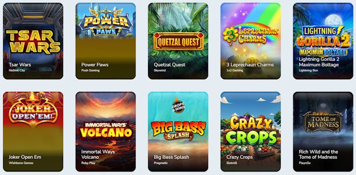 Huippu kasinon suositut kolikkopelit kuten Tsar War ja Crazy Crops.
