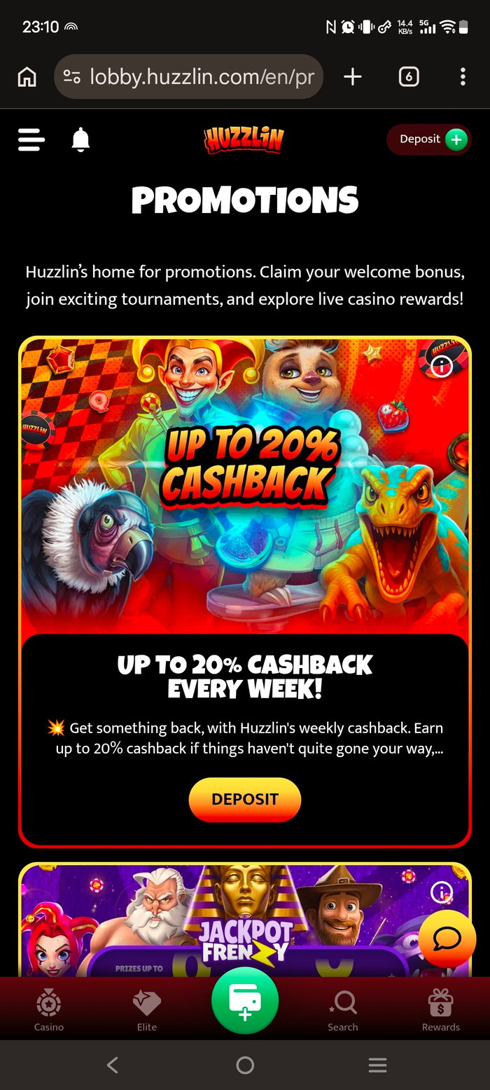Huzzlin Casino cashback on Suomessa lunastettavissa 10 %iin kampanjasivulla näkyvän 20 % sijaan.