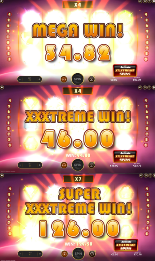 Kolme isoa voittoa Starburst XXXtreme -pelistä BetBay-kasinolla.
