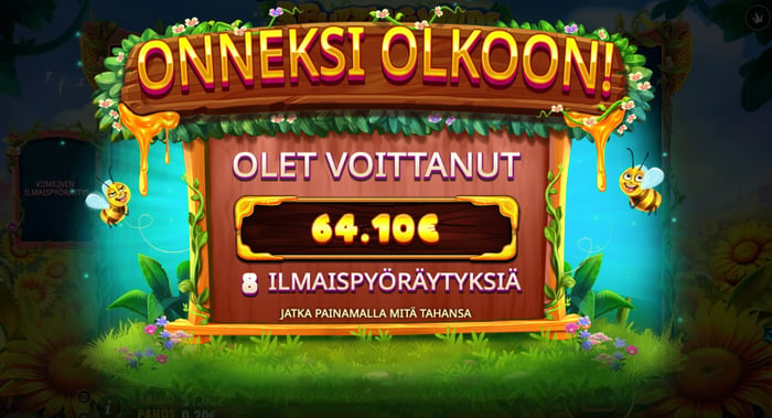 64,10 euron voitto Buzzing Wilds -pelissä.