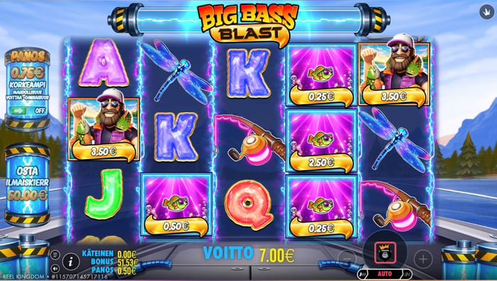 7 euron voitto Big Bass Blast -pelistä.