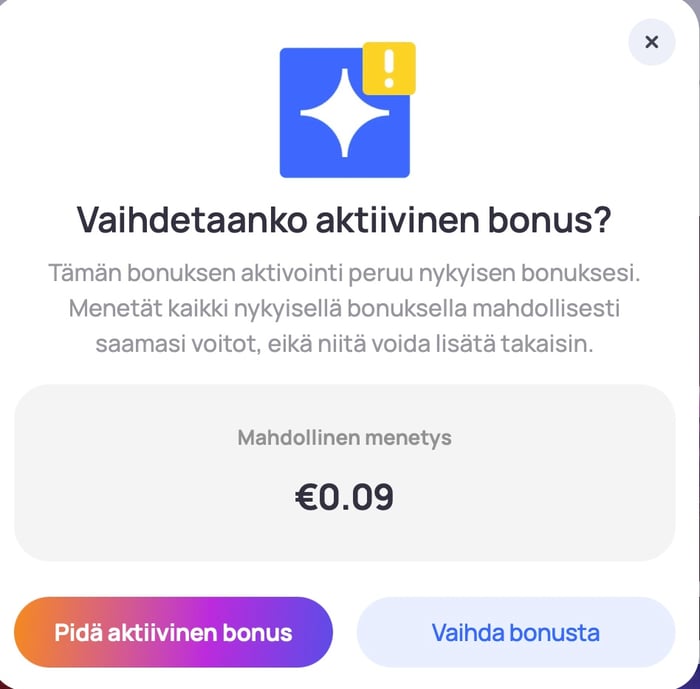 Hype Kasinon bonusvaroitus.