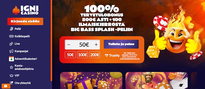 Igni Casino tarjoaa 500 euroa tervetulobonuksena