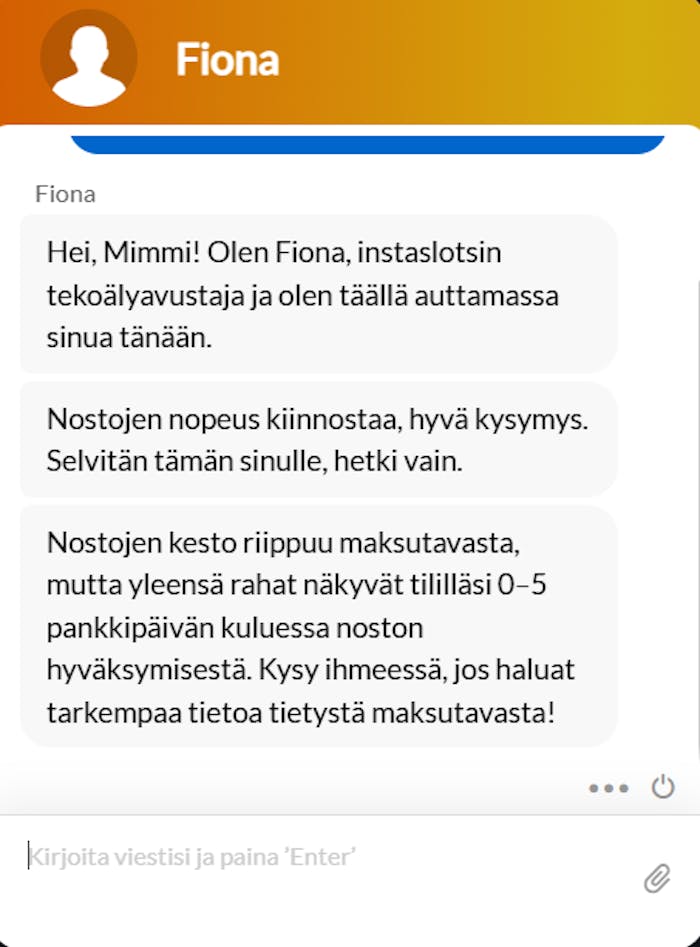 InstaSlots Casino tarjoaa asiakaspalvelua osan aikaa vuorokaudesta suomeksi.