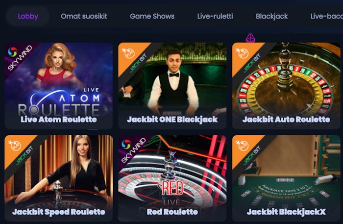 Live kasinon pelej? JackBit Casinolla