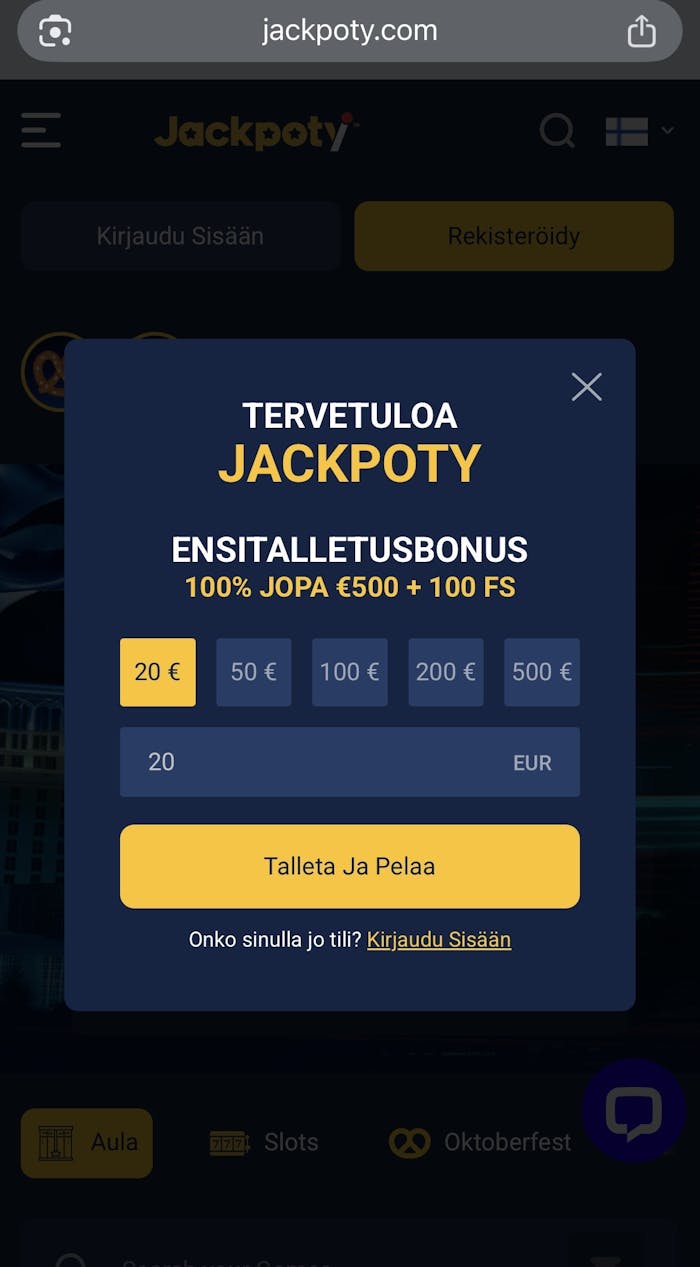 Nappaa bonus mukaan Jackpoty kasinolle