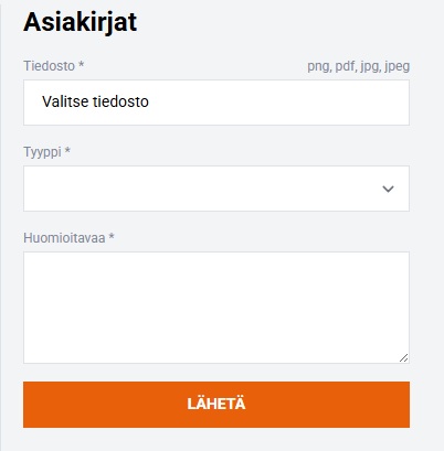 Jasmin Slots Casinolla KYC asiakirjat ladataan suoraan kasinolle omalta tililtä löytyvän työkalu avulla.