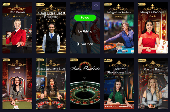Jeffbetin live kasinolle lukeutuu pelit kuten Ice Fishing