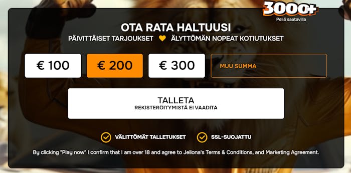 Kirjautumisvapaa Jellona Casino takaa nopean pääsyn kasinopelien äärelle.
