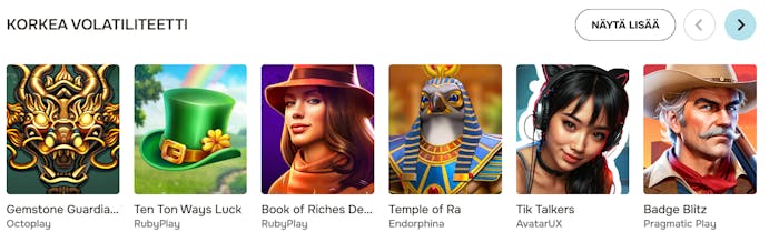 Jellona Casinon pelikategorioista löydät mm. uusimmat ja suosituimmat kasinopelit.