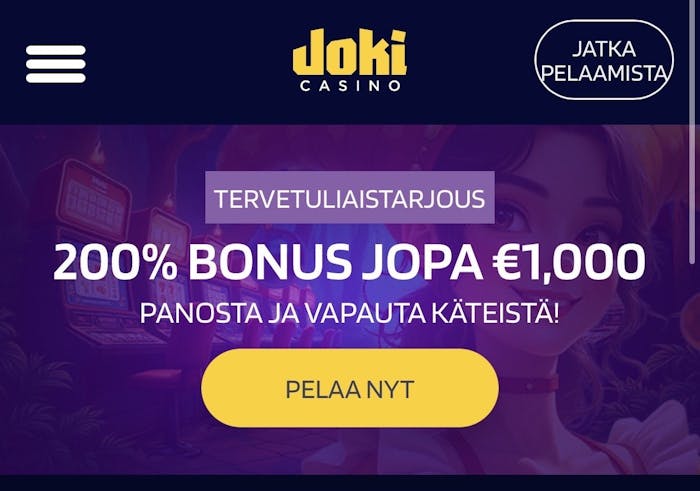 Panostamalla voit lunastaa Joki Casinon tervetulobonuksen