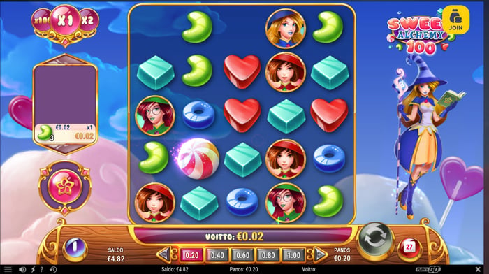Joki Casinon Sweet Alchemy 100 -pelistä saatu pieni voitto.