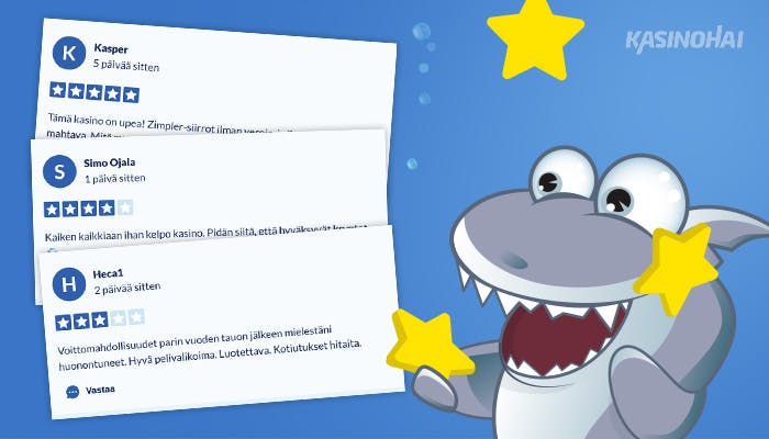 Kasinohai lukemassa lukijoiden jättämiä kommentteja.