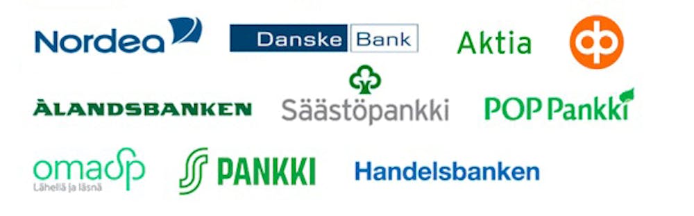 Suomalaisten pankkien logoja