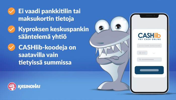Kasinohai esittelee cashLIBin turvallisuusominaisuuksia, kuten, että Kyproksen keskuspankki säätelee sen toimintaa