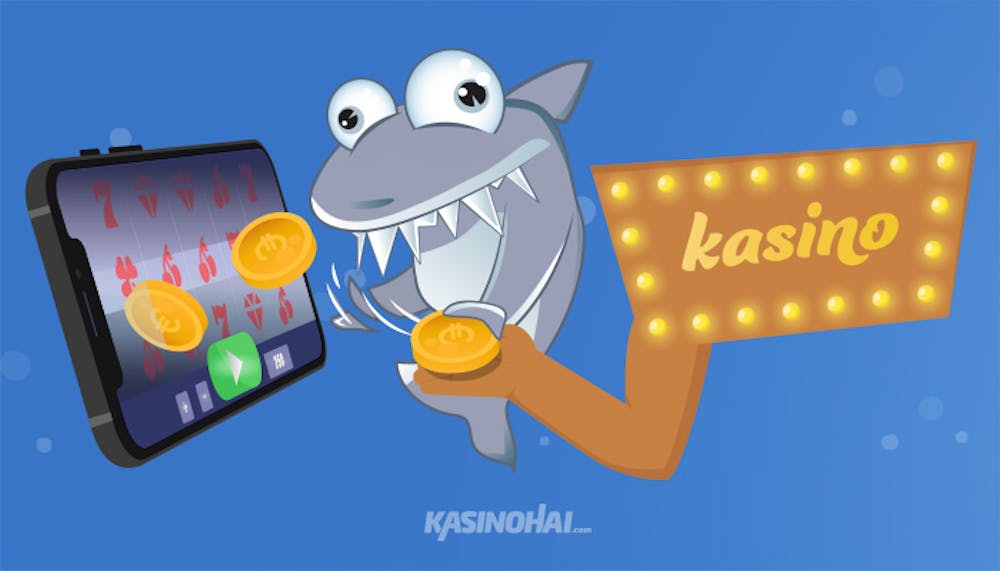 Kasinohai tallettamassa rahaa nettikasinolle, ja kasino antamassa rahaa takaisin reload-bonuksena.
