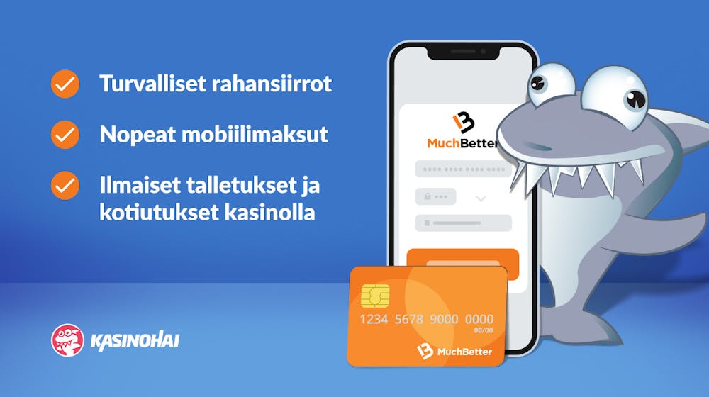 MuchBetterin ominaisuuksia listattuna, kuten turvalliset rahansiirrot ja nopeat mobiilimaksut