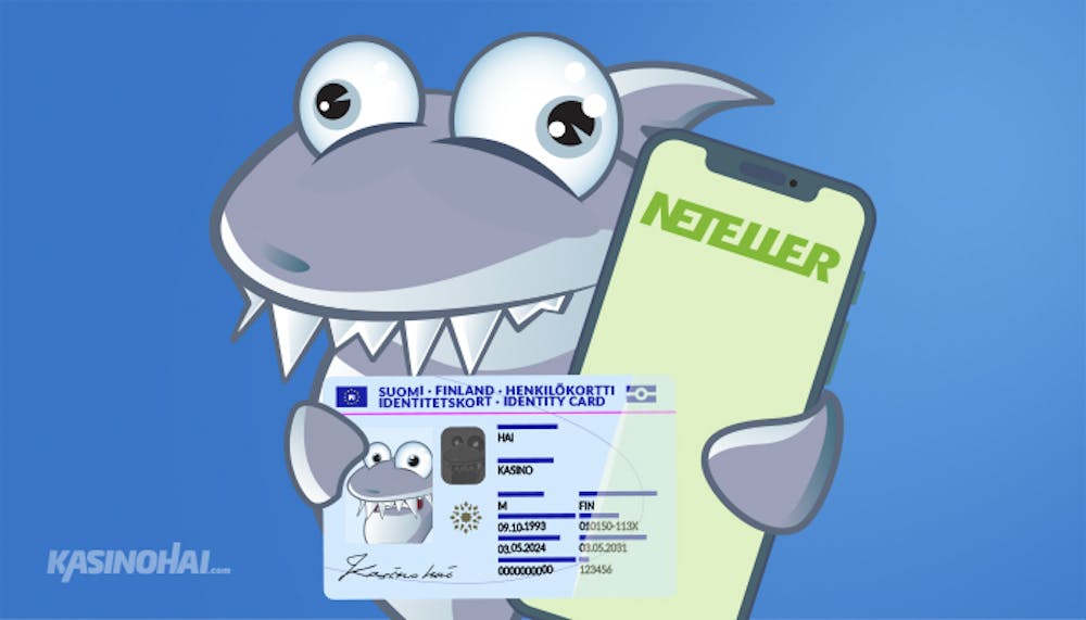 Piirroskuva Kasinohaista pitelemässä henkilötodistusta, joka vaaditaan Neteller KYC-prosessissa.