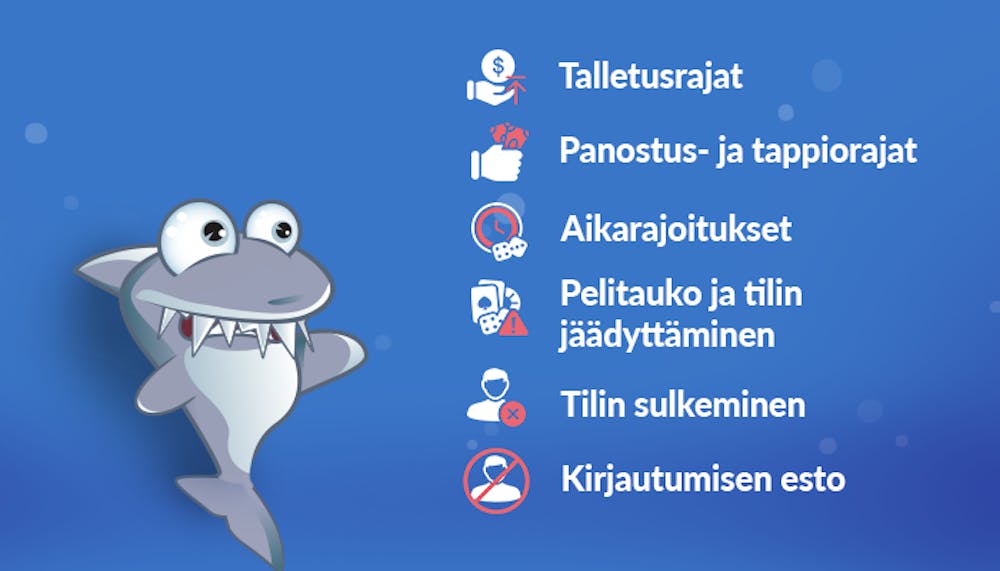 Piirroskuva Kasinohaista esittelemässä vastuullisen pelaamisen työkaluja parhailla nettikasinoilla