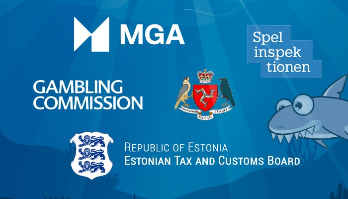 Kasinolisenssien logoja, kuten MGA ja Estonian tax and custom board