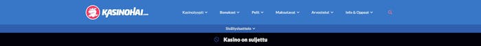 Suljettu kasino merkintä Kasinohain listoilla.