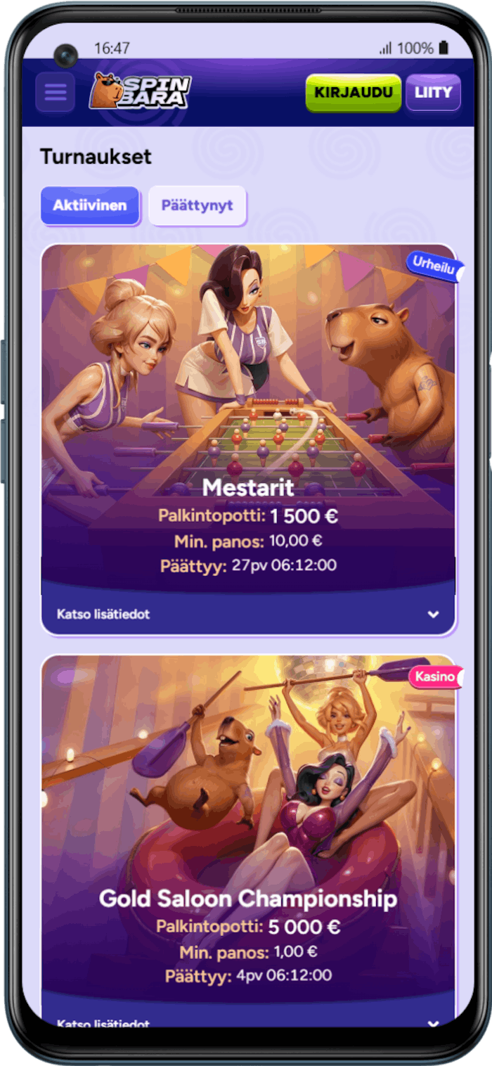 Turnaukset Spinbara Casino