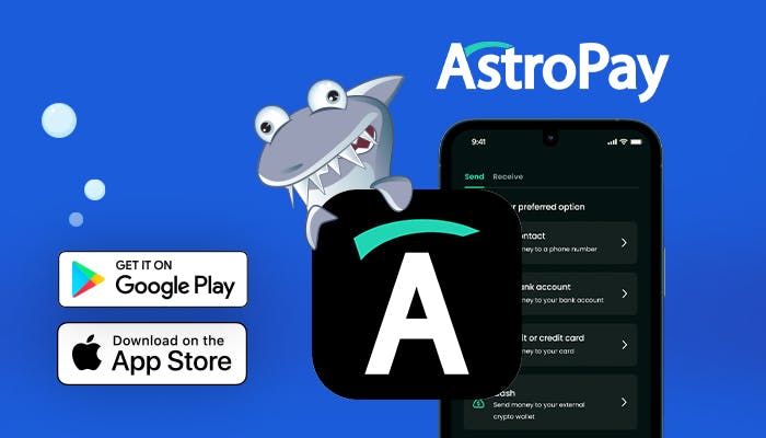 Kasinohai ja AstroPay-sovellus, jonka voi ladata Google Play- ja Apple Store -sovelluskaupoista.