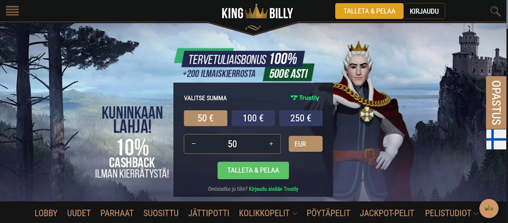 KingBillyCasinon tervetulotarjous