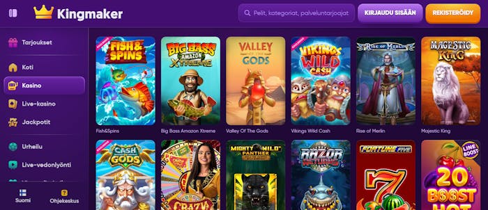 kingmakerin pelivalikoima