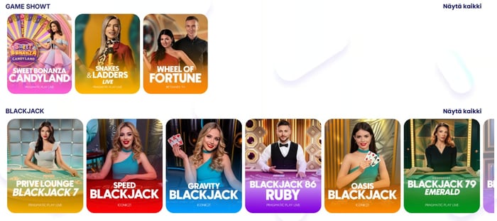 Klikki Kasino live on vaatimaton, sillä mukana on vain 18 pöytää.