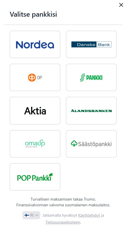 Klikki Kasino käyttää Trumo Pay N playta kirjautumiseen ja talletukseen.