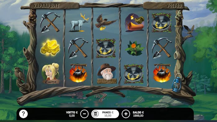 Kulta-Jaska automaattipeli netissä sisältää viisi kelaa ja kolme riviä.