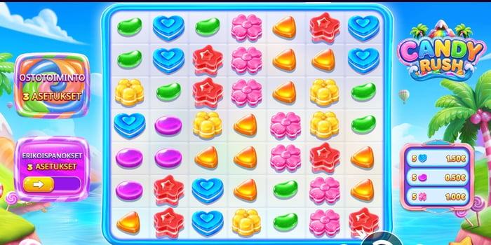 Candy Rush -pelin näkymä Kumobet kasinolla.