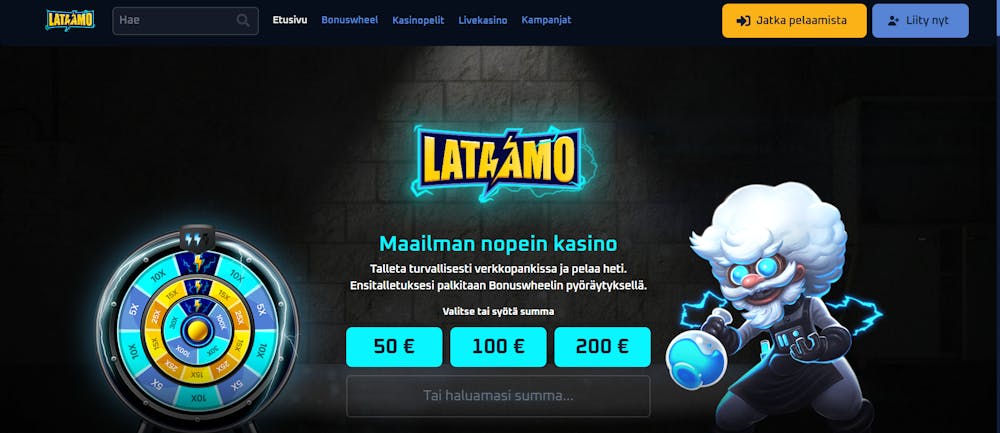 lataamon tervetulotarjous