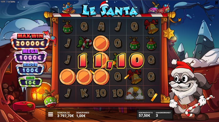 Le Santa kolikkopelissä pronssikolikot tuovat 11,10 euron klusterivoiton.