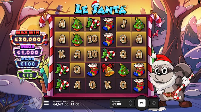 Le Santa kolikkopelissä saatu 1,60 euron voitto.